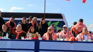 Aydın Büyükşehir Belediye Başkanı Özlem Çerçioğlu, İl Başkanı Hikmet Saatçi