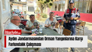 Aydın’da jandarma ekipleri, orman yangınlarına karşı vatandaşlara bilgilendirme yaparak uyarılarda