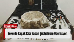 Aydın’ın Söke ilçesinde kaçak kazı yaparak tarihi eser aradığı belirlenen