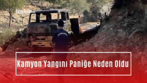 Aydın’ın Karpuzlu ilçesinde park halindeki bir kamyon henüz bilinmeyen bir