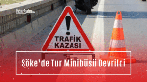 Aydın’ın Söke ilçesinde turistleri taşıyan bir tur minibüsü, arka lastiğinin