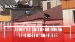 Aydın’ın Adnan Menderes Bulvarı’nda bulunan 5-6 katlı bir binanın çatısında
