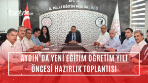 Aydın İl Millî Eğitim Müdürü Mehmet Yiğit, birim amirleri ve