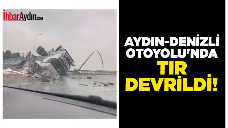 Aydın-Denizli Otoyolu Yenipazar mevkiinde yağışlı havanın etkisiyle kontrolden çıkan tuğla