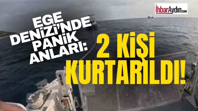 Aydın’ın Kuşadası ilçesinde motor arızası nedeniyle sürüklenen teknedeki iki kişi