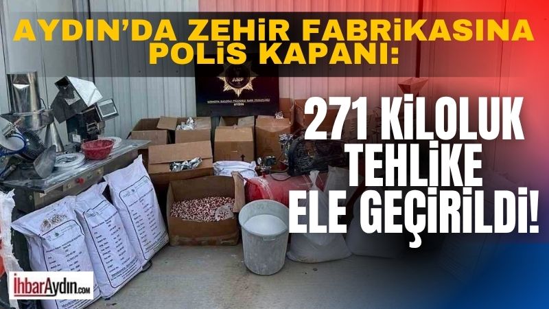 Aydın’da polis ekiplerince sentetik ecza üretimi yapıldığı değerlendirilen depoya düzenlenen