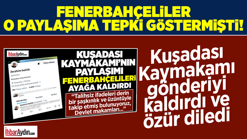Kuşadası Kaymakamı İbrahim Keklik’in X(Twitter) paylaşımı ilçede gündem oldu. Galatasaray’ın