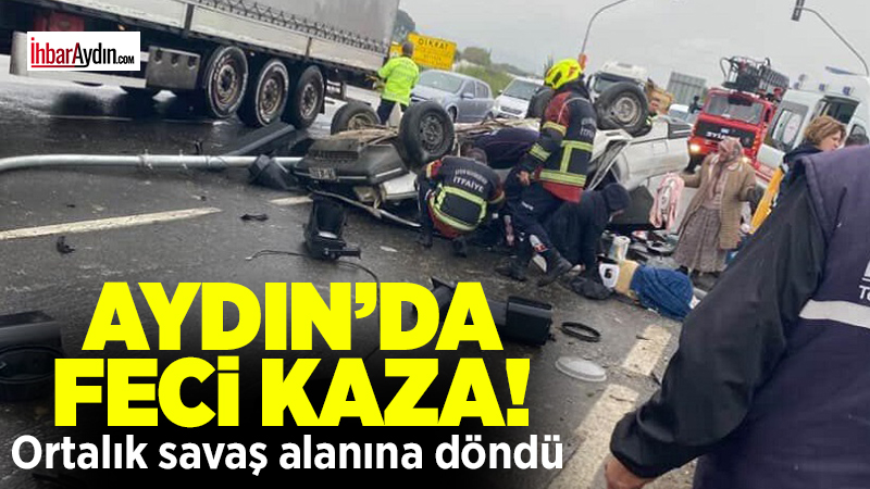 Aydın’ın Efeler ilçesinde sürücüsünün direksiyon hakimiyetini kaybetmesi sonucu takla atan araçta 5