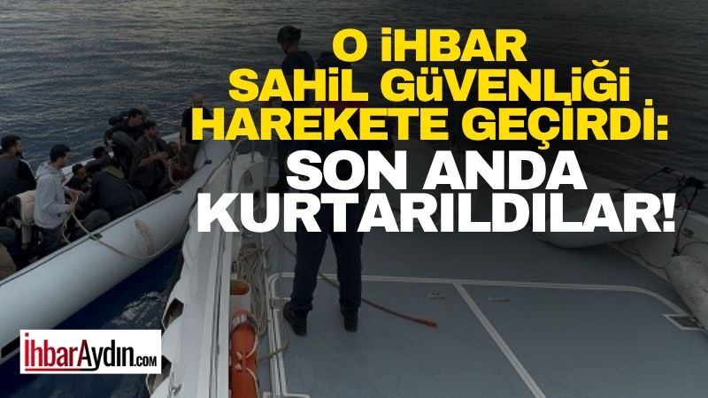 Aydın’ın Kuşadası ilçesinde sürüklenen lastik bot içerisindeki 19 düzensiz göçmen