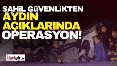 Aydın’ın Didim ilçesinde lastik bot içerisinde 30 düzensiz göçmen kurtarılırken,