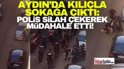 Aydın’ın Efeler ilçesinde elinde samuray kılıcıyla sokağa çıkan genç kız,