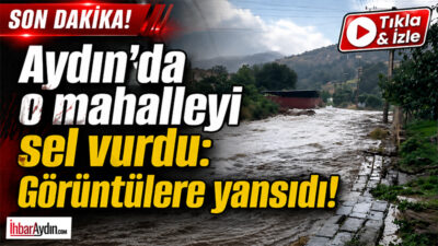 Şiddetli yağışın etkili olduğu Efeler ilçesine bağlı Savrandere Mahallesi’nde sel
