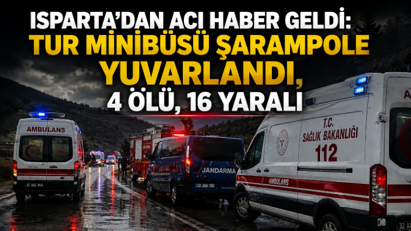 Isparta’nın Gelendost ilçesinde kontrolden çıkan tur minibüsünün şarampole yuvarlanması sonucu