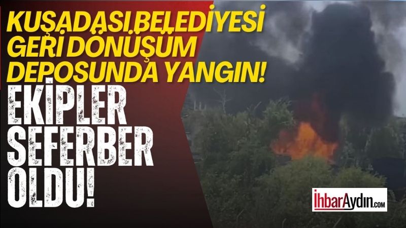 Aydın’ın Kuşadası ilçesinde bulunan Kuşadası Belediyesi’ne ait geri dönüşüm deposunda