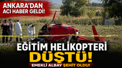 Ankara’nın Sincan ilçesi Temelli mevkiinde TUSAŞ’a ait R-44 tipi eğitim