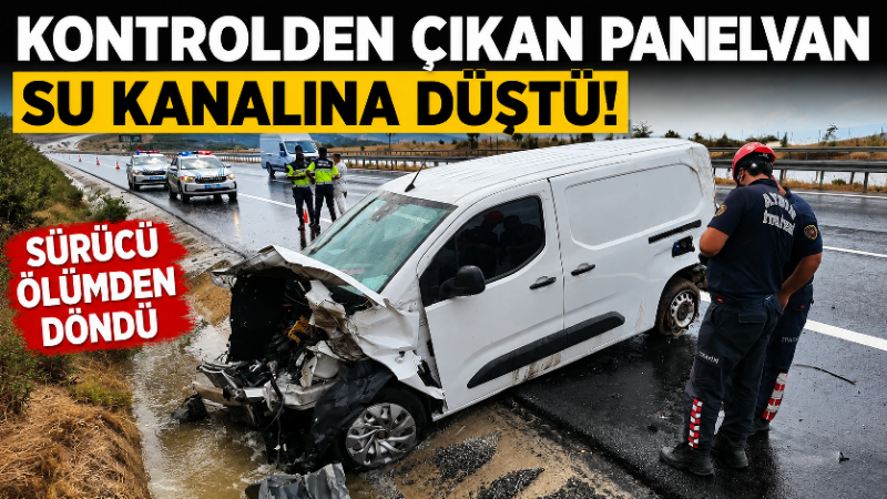 Aydın’ın Kuyucak ilçesinde meydana gelen trafik kazasında kontrolden çıkan panelvan,