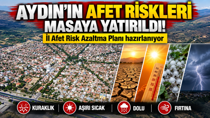 Aydın’ın afet riskleri masaya yatırıldı: Kuraklık, aşırı sıcak, dolu ve fırtına.. Aydın’da kuraklık, aşırı sıcaklıklar, dolu, şiddetli yağış ve fırtına gibi