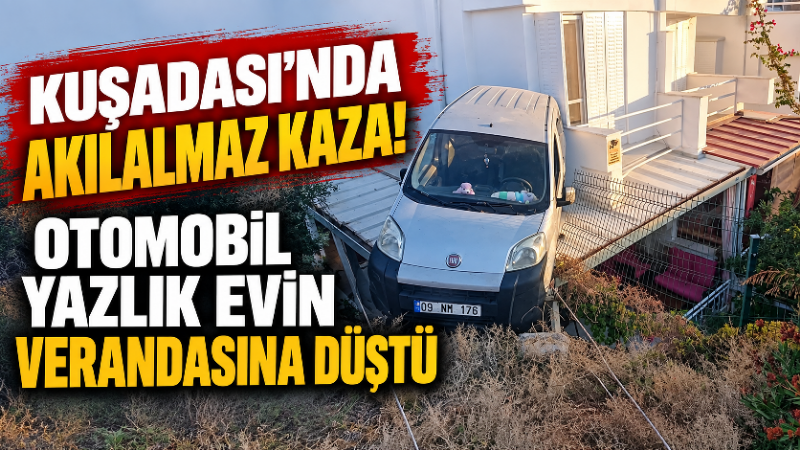 Aydın’ın Kuşadası ilçesinde geri manevra yapan otomobil kontrolden çıkarak bir