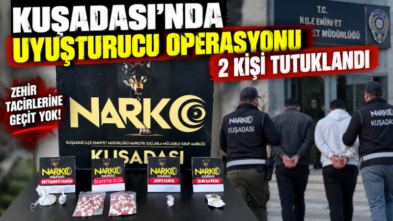 Kuşadası’nda uyuşturucu operasyonu: 2 kişi tutuklandı Aydın’ın Kuşadası ilçesinde uyuşturucu madde ticareti ve kullanımının önlenmesine yönelik