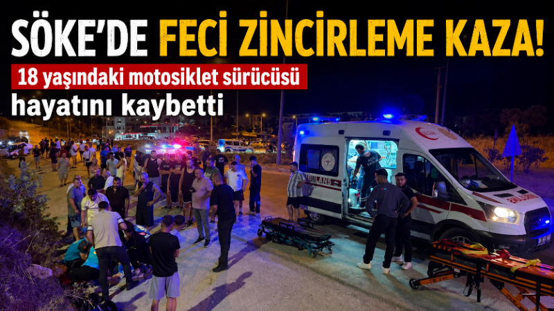 Aydın’ın Söke ilçesinde motosiklet ile iki otomobilin karıştığı zincirleme trafik