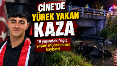 Aydın’ın Çine ilçesinde motosikletiyle köprüden çaya düşerek ağır yaralanan 19