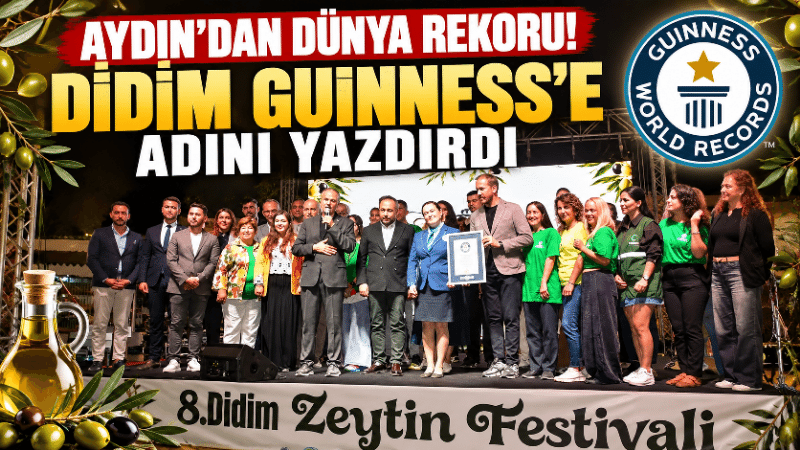 Aydın’dan dünya rekoru: Didim Guinness’e adını yazdırdı Aydın’ın Didim ilçesinde bu yıl 8’incisi düzenlenen Didim Zeytin Festivali,