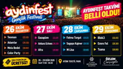 Aydın Büyükşehir Belediyesi tarafından düzenlenecek Aydınfest Gençlik Festivali için geri